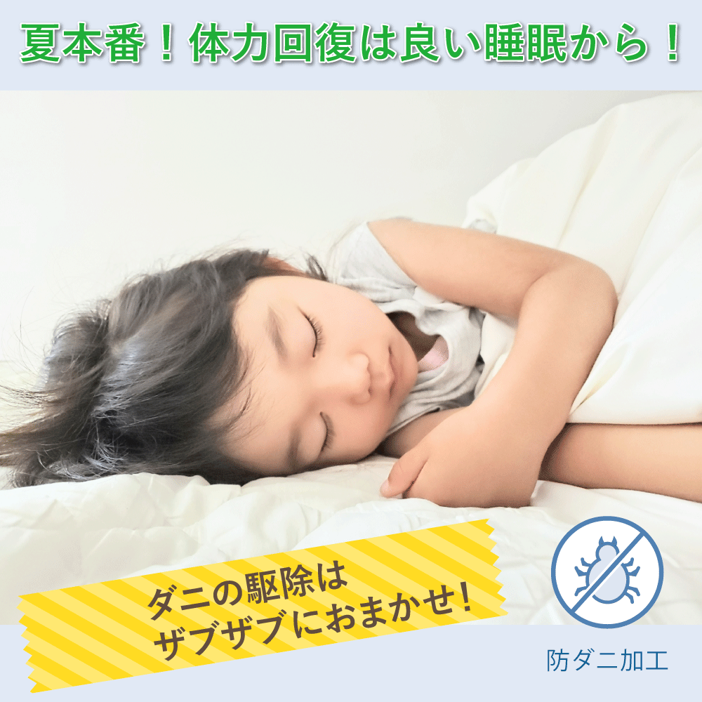 【防ダニ：カバー付け外し不要】丸洗いで汗スッキリ！快眠対策と夏休み準備キャンペーン！！